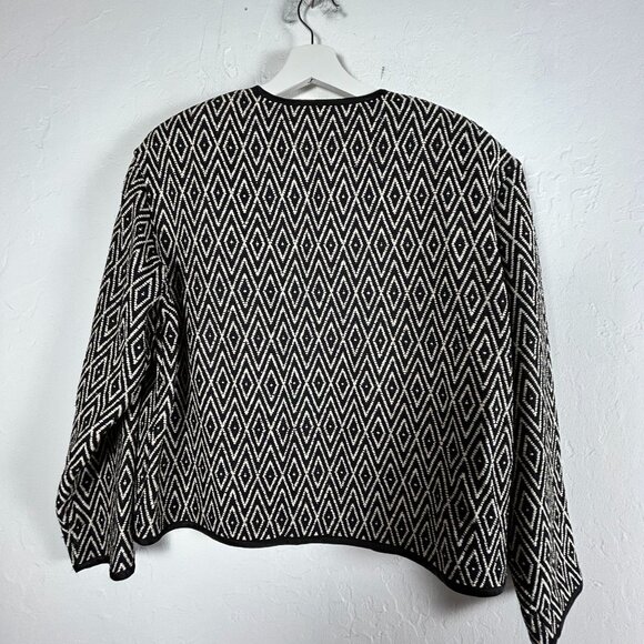 Doncaster Womens Diamond Pattern Textured Silk Blazer Jacket Size 4 Open Front - Picture 2 of 7